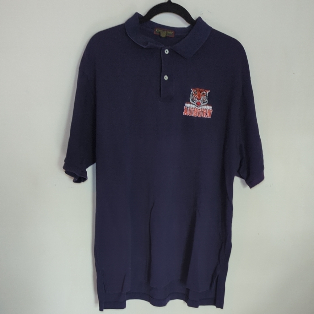 Cross Creek Navy Blue Auburn Tigers Polo Shirt 100% Cotton Men's Size XL